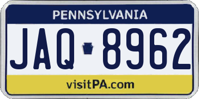 PA license plate JAQ8962