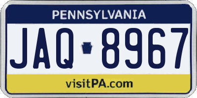 PA license plate JAQ8967