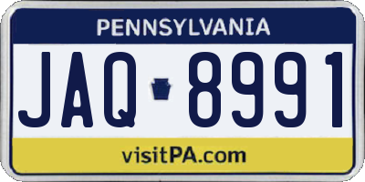 PA license plate JAQ8991