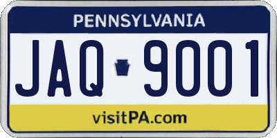 PA license plate JAQ9001