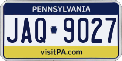 PA license plate JAQ9027
