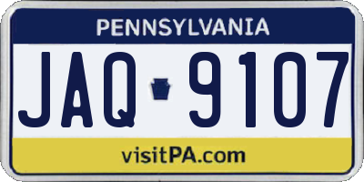 PA license plate JAQ9107