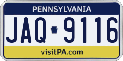 PA license plate JAQ9116