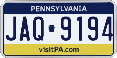 PA license plate JAQ9194