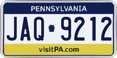 PA license plate JAQ9212