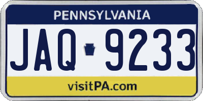 PA license plate JAQ9233