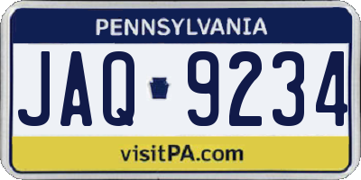 PA license plate JAQ9234