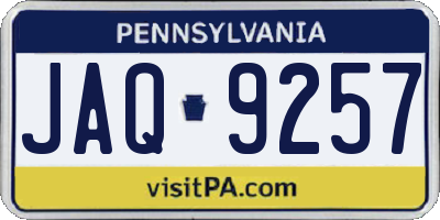 PA license plate JAQ9257
