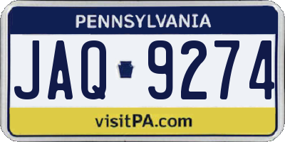 PA license plate JAQ9274