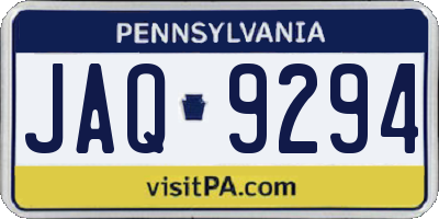 PA license plate JAQ9294
