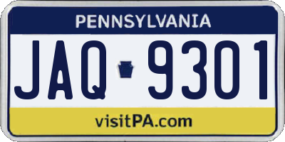 PA license plate JAQ9301