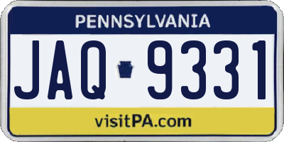 PA license plate JAQ9331