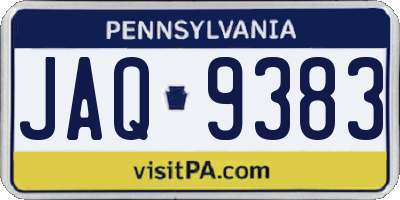 PA license plate JAQ9383