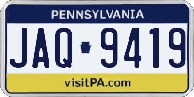 PA license plate JAQ9419