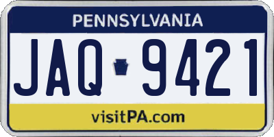 PA license plate JAQ9421