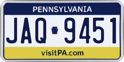 PA license plate JAQ9451