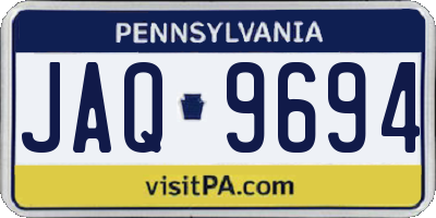 PA license plate JAQ9694
