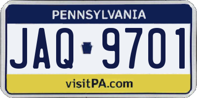 PA license plate JAQ9701