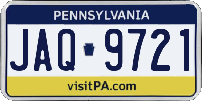 PA license plate JAQ9721
