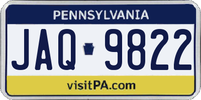 PA license plate JAQ9822