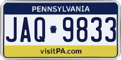 PA license plate JAQ9833