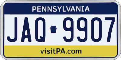 PA license plate JAQ9907