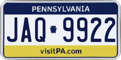 PA license plate JAQ9922