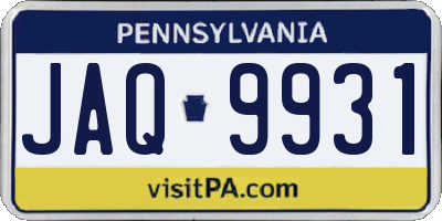 PA license plate JAQ9931