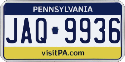 PA license plate JAQ9936