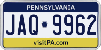 PA license plate JAQ9962