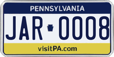 PA license plate JAR0008
