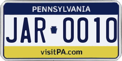 PA license plate JAR0010