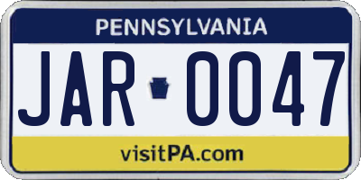 PA license plate JAR0047