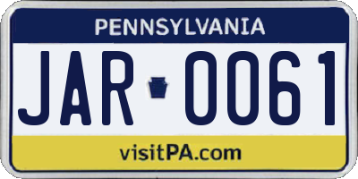 PA license plate JAR0061