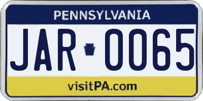 PA license plate JAR0065