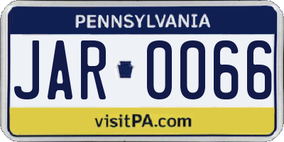PA license plate JAR0066