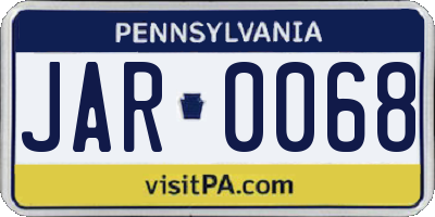 PA license plate JAR0068