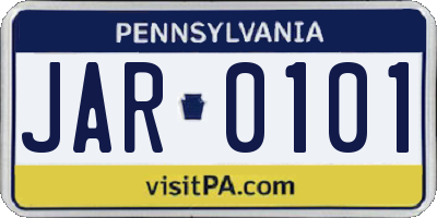 PA license plate JAR0101