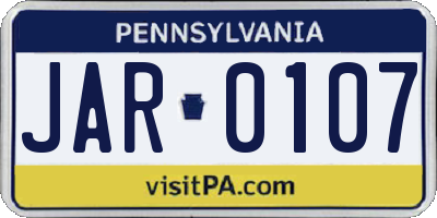 PA license plate JAR0107