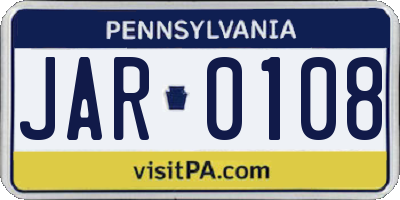 PA license plate JAR0108