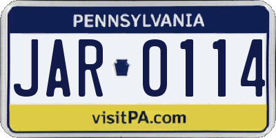 PA license plate JAR0114