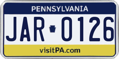 PA license plate JAR0126