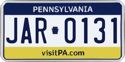 PA license plate JAR0131