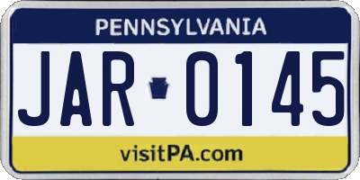 PA license plate JAR0145