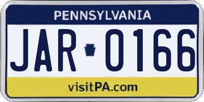 PA license plate JAR0166