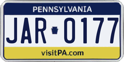 PA license plate JAR0177