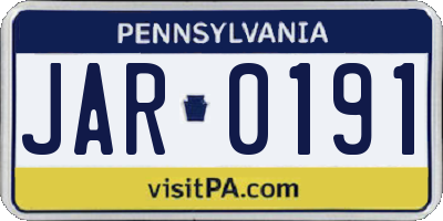 PA license plate JAR0191