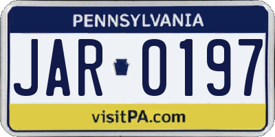 PA license plate JAR0197
