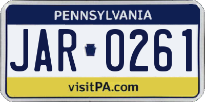 PA license plate JAR0261
