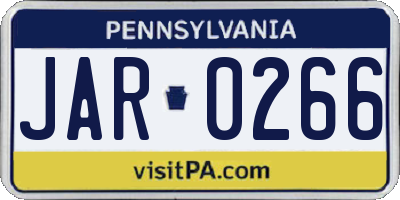 PA license plate JAR0266